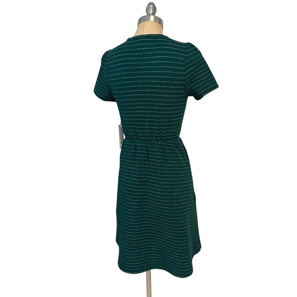 Draper James Short-Sleeve Knit Tee Dress Green Metallic NWT XS - Picture 3 of 5